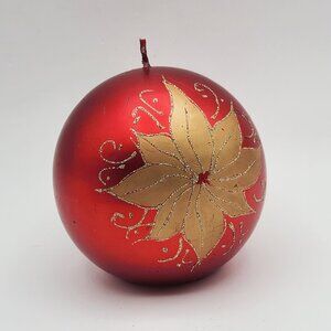 HOLIDAY CLEARANCE Biedermann & Sons 4" Christmas Poinsettia Ornament Ball Candle